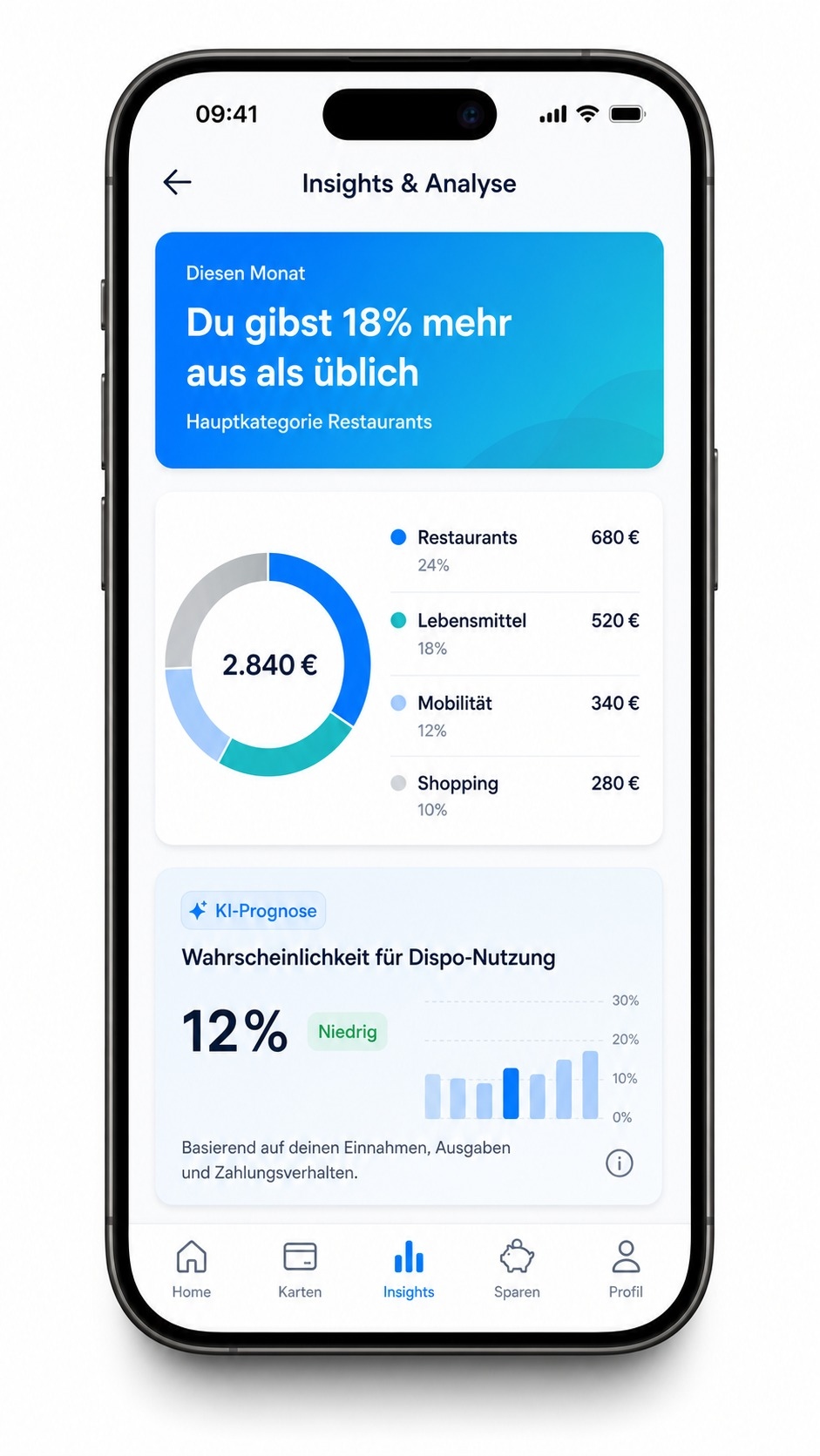 ACCELERAID Banking App — Insights & Analyse mit KI-Prognose